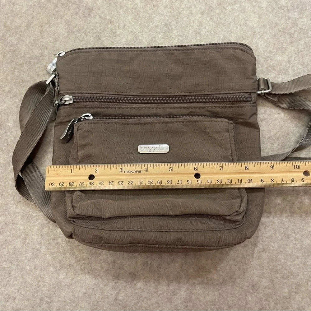 Baggallini Brown Portobello Zip Pocket Nylon Crossbody Bag